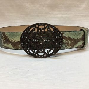 Gorgeous Sandy Duftler python print belt with crystals on the buckle.